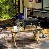 Outsunny Outdoor Pizza Oven with 12" Stone, Peel and Cover, Portable Pellet Wood Fired Pizza Maker with Foldable Legs, Stainless Steel Pizza Grill for