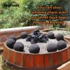 Hollow Ceramic Fire Balls, Set of 10 Fireplace Balls, Modern Accessory for Indoor/Outdoor Fire Pits or Fire Tables, Brushed Concrete Look, Midnight Bl